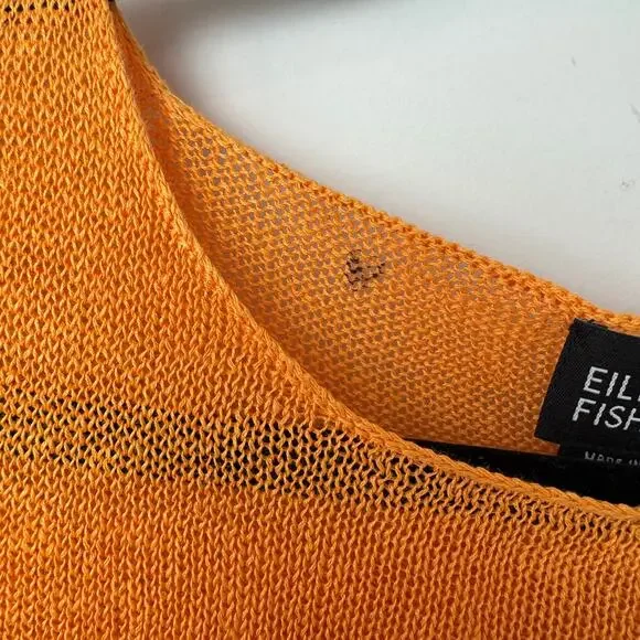 Eileen Fisher Women's 100% Linen Orange Long Sleeve Sweater Medium - Picture 2 of 6